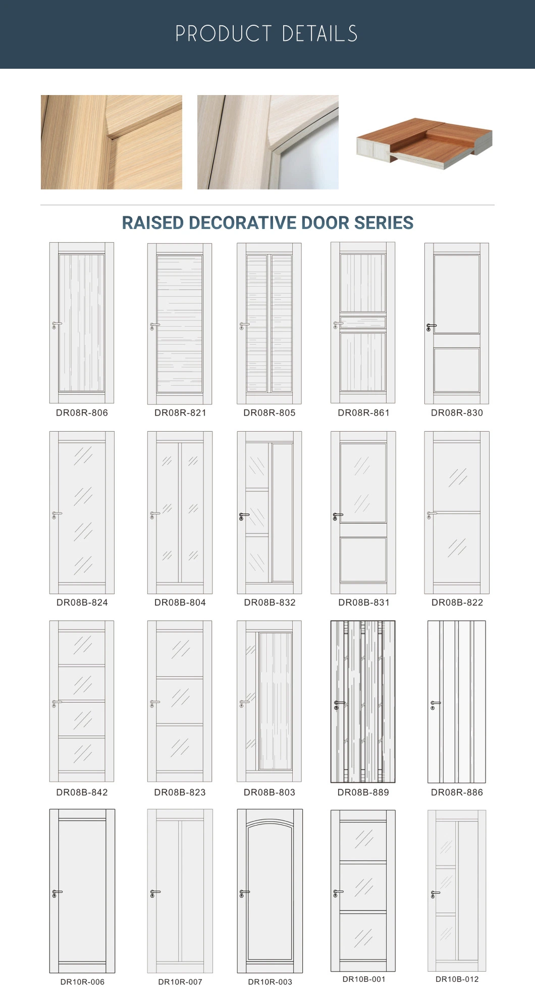 New Interior Glass Solid Wood PVC Door